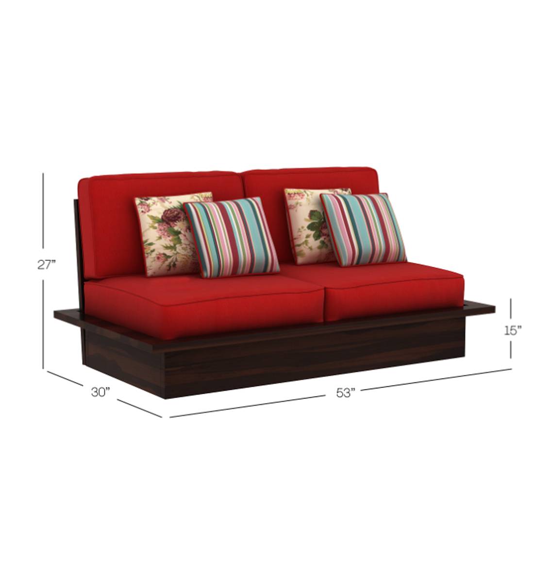 Small Seater Wooden Sofa Seater Sofa W/ Wood Frame Linen Fabric